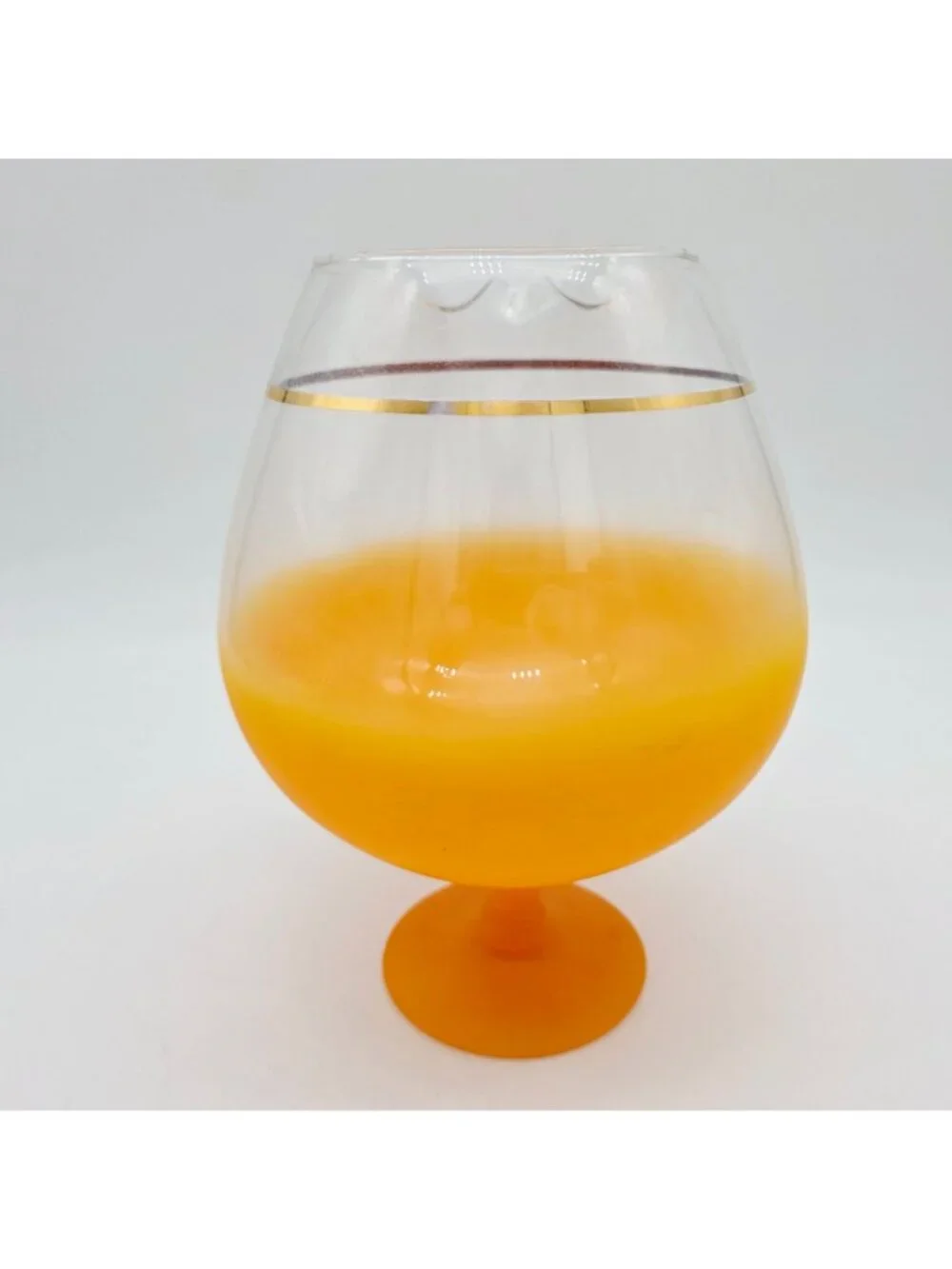 Blendo Pitcher Orange Ombre Glass With Gold Rim Mid-Century